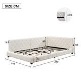 Upholstered bed,  With side rails on the bed, Bed Frame Beige