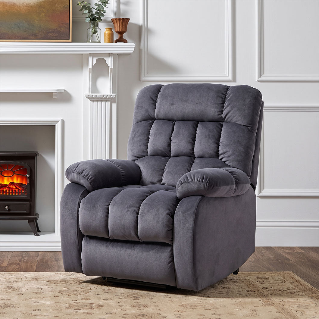 Recliner Armchair Electric Power Lift Sofa Velvet with Massage and Heat for Elderly 2 Side Pockets USB Ports Single Recliner Chairs