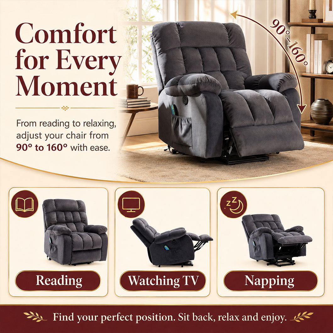 Audreamy Nova Riser Recliner Velvet Dark Grey