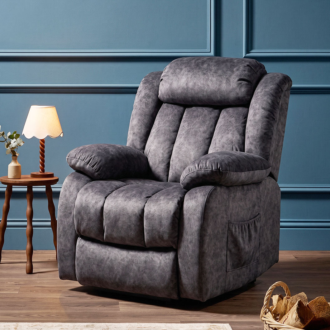Audreamy Riser Recliner Chair Velvet Black with Massage & Heat