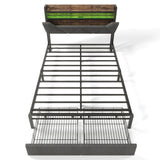 Audreamy Timeless Storage Bed Frame with Storage Drawers Grey Linen