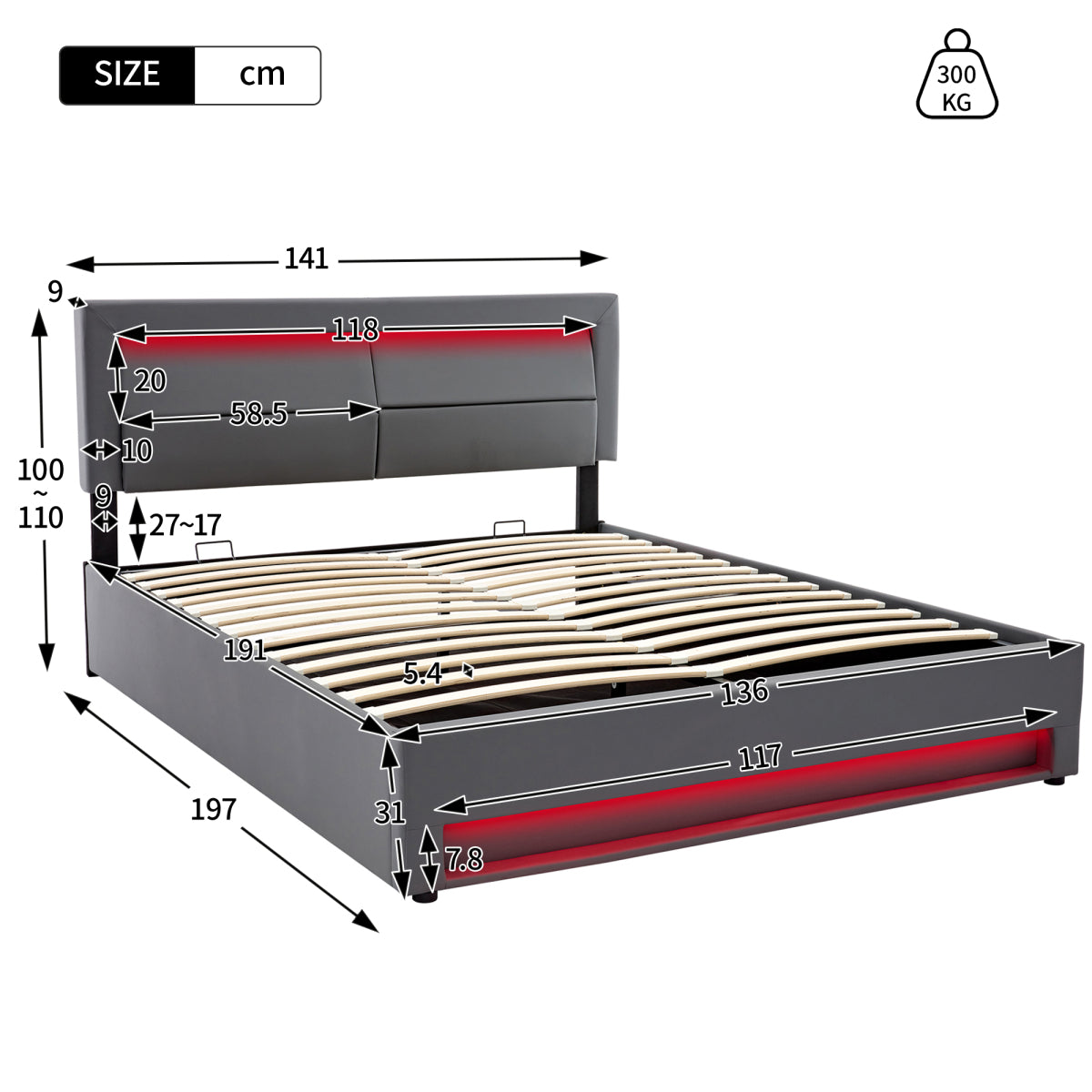 Audreamy Alba Ottoman Bed Grey PU