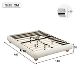 Upholstered bed, Sturdy bed slats, Bed Frame Beige