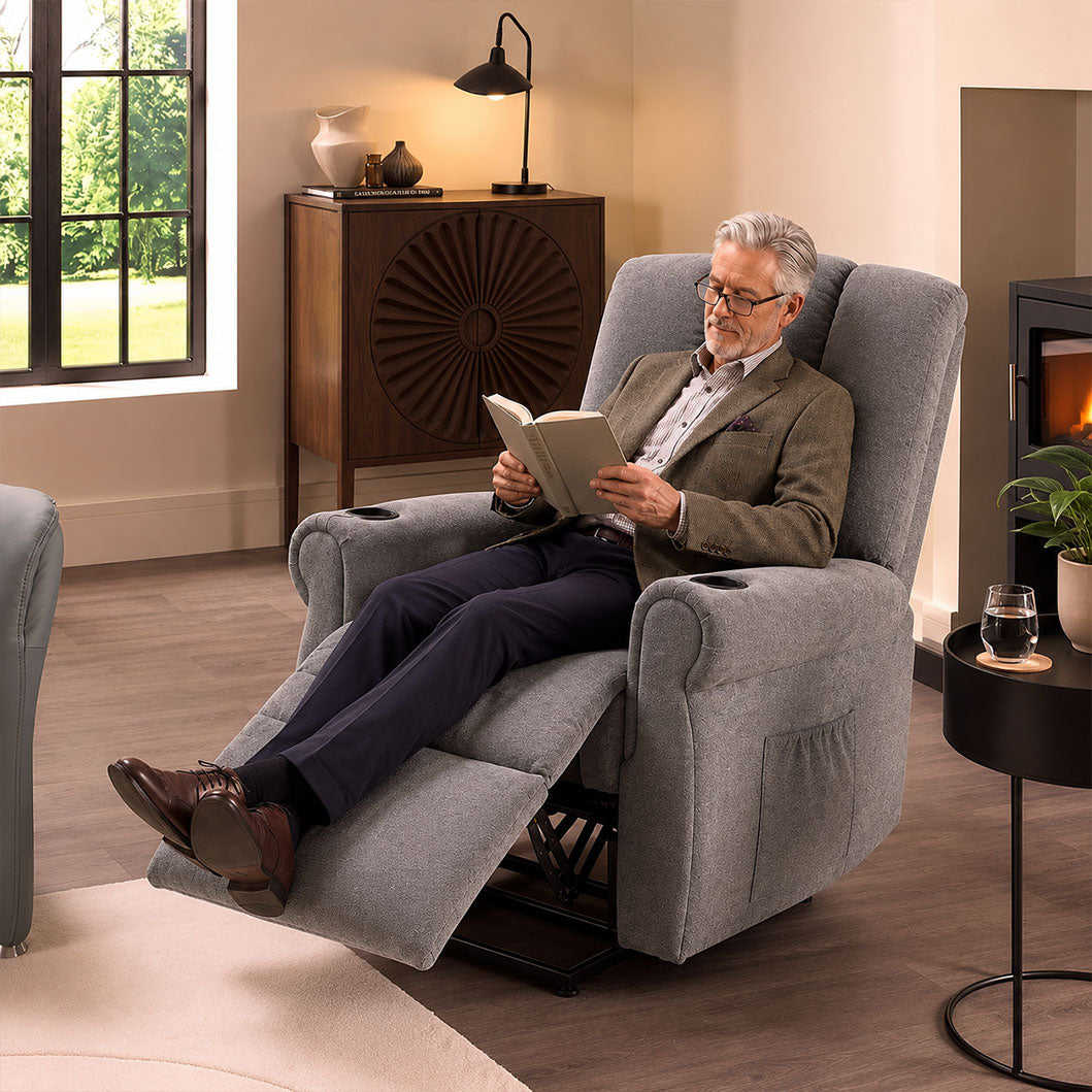 Audreamy Ethan Riser Recliner Grey Velvet