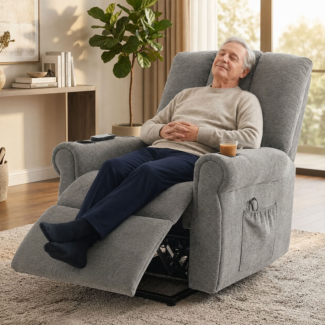 Audreamy Ethan Riser Recliner Grey Velvet