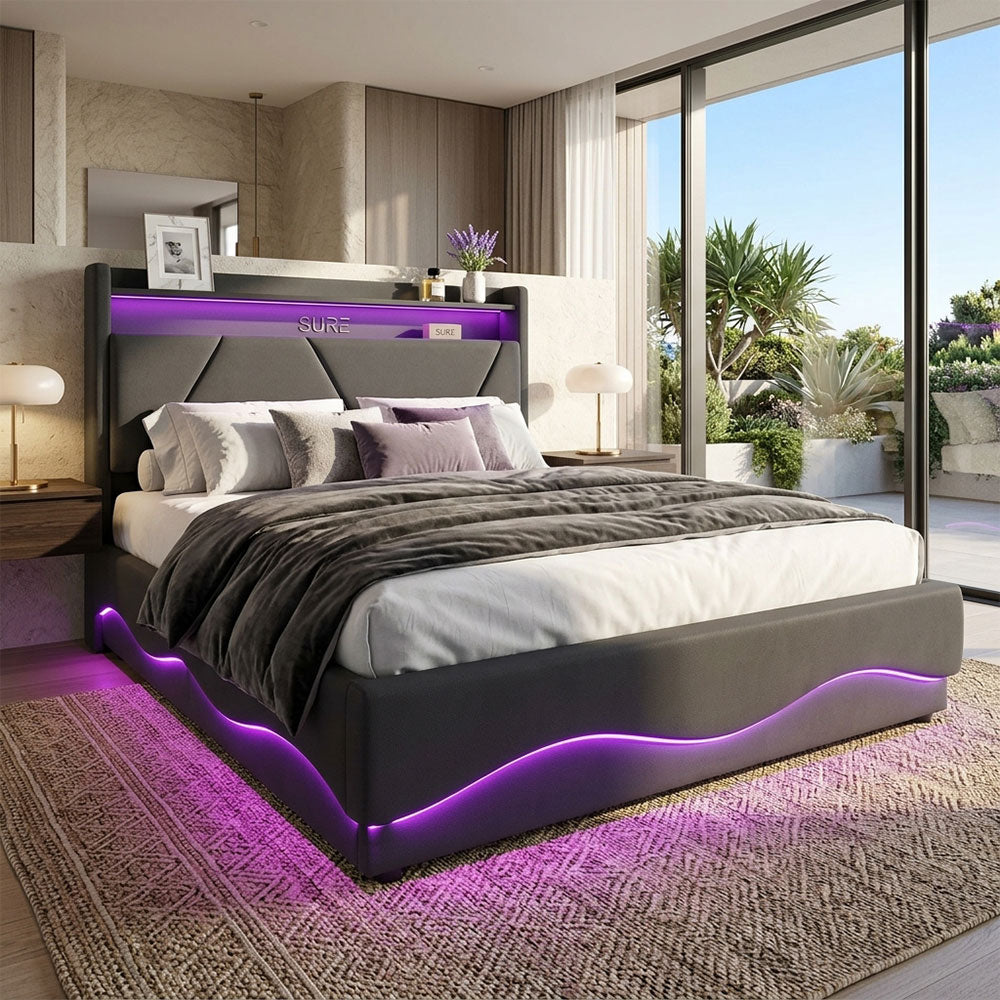 Audreamy Vivi Ottoman Bed Frame Grey Velvet