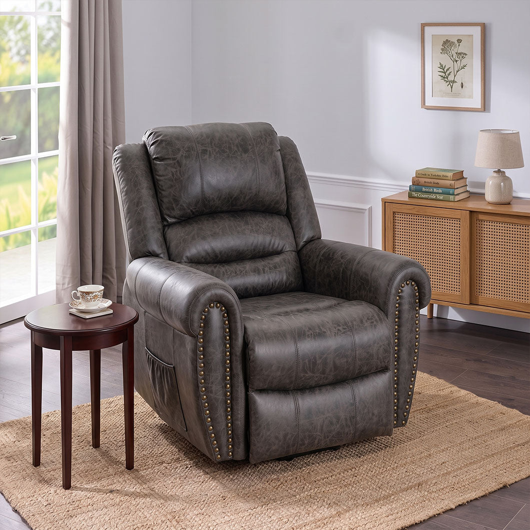 Large Power Lift Recliner Chairs with Massage and Heat for Elderly Big People, Massage Chair Heavy Duty Electric Faux Leather Reclining Chairs with USB Port and 2 Side Pockets