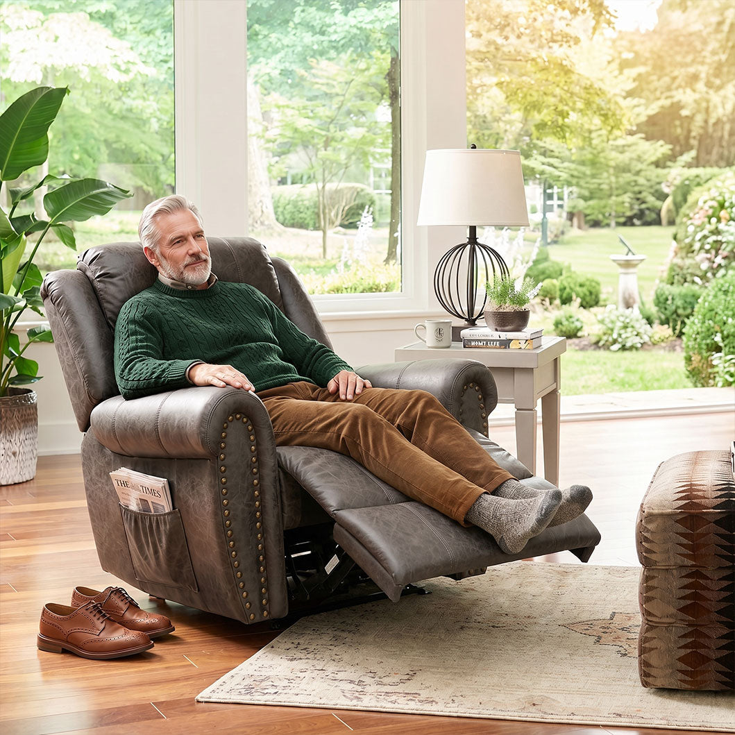 Large Power Lift Recliner Chairs with Massage and Heat for Elderly Big People, Massage Chair Heavy Duty Electric Faux Leather Reclining Chairs with USB Port and 2 Side Pockets