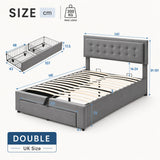 Audreamy Everley Ottoman Bed Grey Velvet