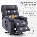 Recliner Armchair Electric Power Lift Sofa with Massage and Heat for Elderly 2 Side Pockets USB Ports Single Recliner Chairs