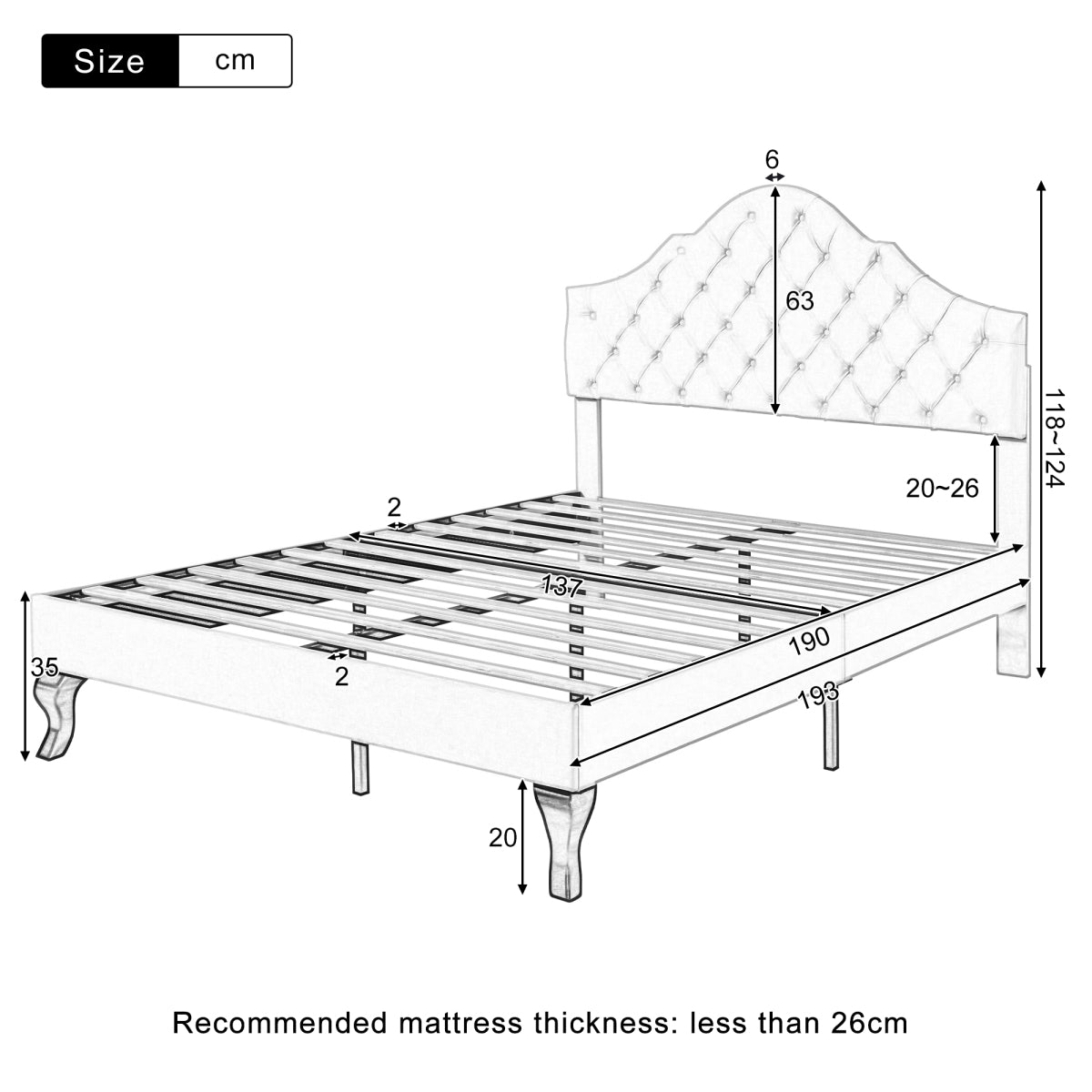 Audreamy Alden Bed Frame Beige Velvet