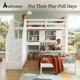 Audreamy Eryndor Bunk Bed High Sleepers White Wood Single