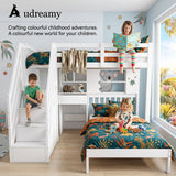 Audreamy Eryndor Bunk Bed High Sleepers White Wood Single