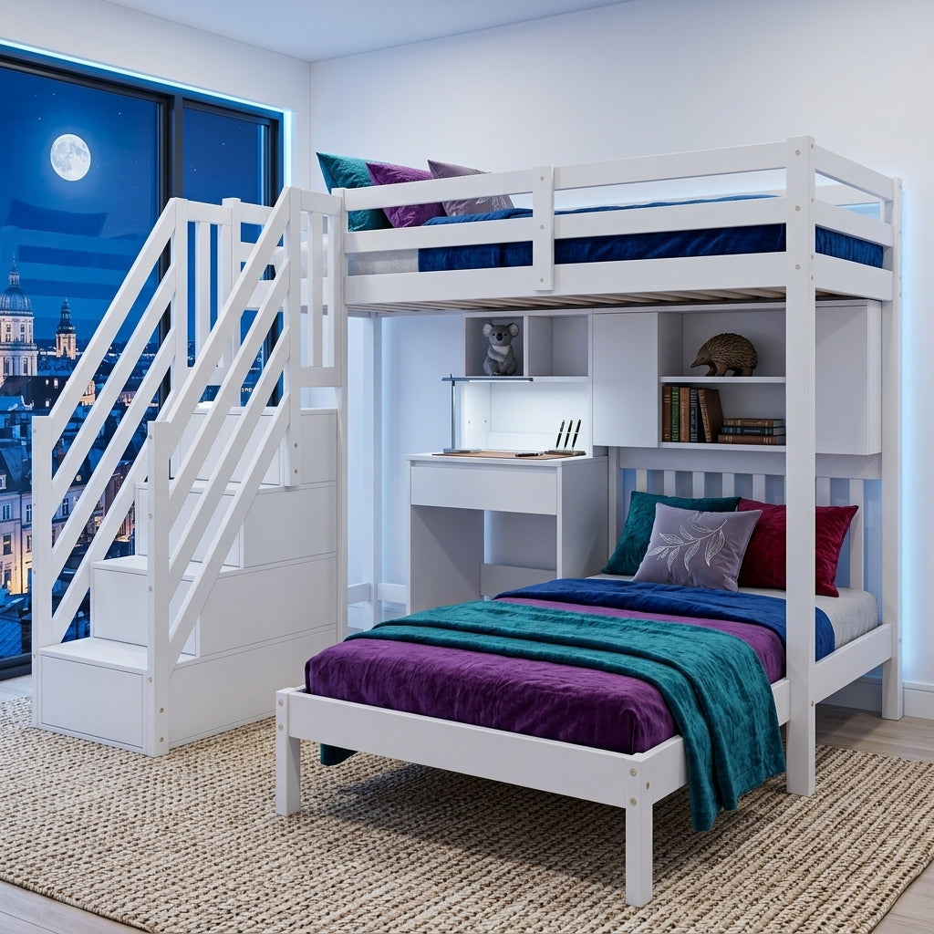 Audreamy Eryndor Bunk Bed High Sleepers White Wood Single