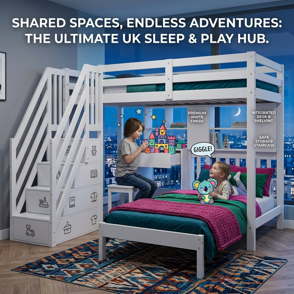 Audreamy Eryndor Bunk Bed High Sleepers White Wood Single