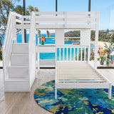 Audreamy Eryndor Bunk Bed High Sleepers White Wood Single