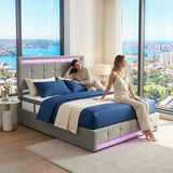 Audreamy Arlo Ottoman Bed Grey Velvet Double