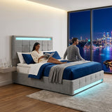 Audreamy Arlo Ottoman Bed Grey Velvet Double