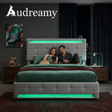 Audreamy Arlo Ottoman Bed Grey Velvet Double