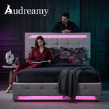 Audreamy Arlo Ottoman Bed Grey Velvet Double