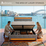 Audreamy Arlo Ottoman Bed Grey Velvet Double