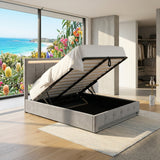 Audreamy Arlo Ottoman Bed Grey Velvet Double