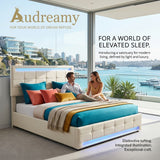 Audreamy Arlo Ottoman Bed Beige Velvet Double