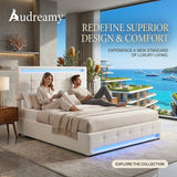 Audreamy Arlo Ottoman Bed Beige Velvet Double
