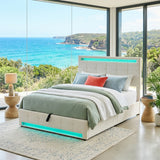 Audreamy Arlo Ottoman Bed Beige Velvet Double