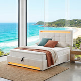 Audreamy Arlo Ottoman Bed Beige Velvet Double