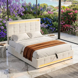 Audreamy Arlo Ottoman Bed Beige Velvet Double
