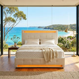 Audreamy Arlo Ottoman Bed Beige Velvet Double