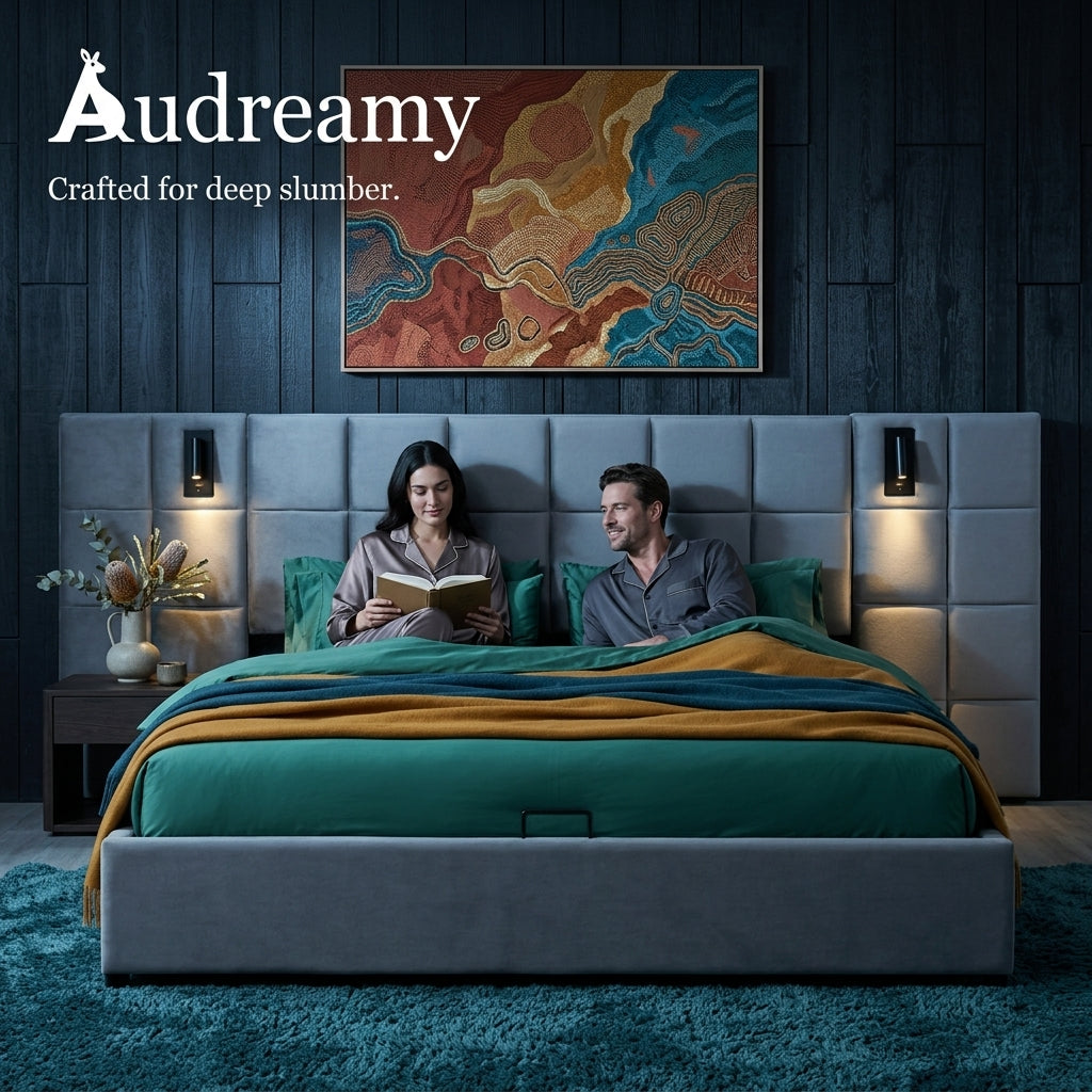 Audreamy Kellan Ottoman Bed Grey Velvet