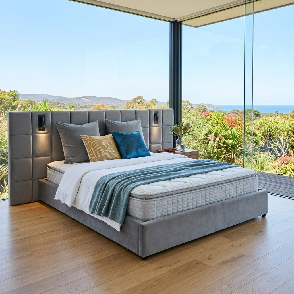 Audreamy Kellan Ottoman Bed Grey Velvet
