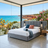Audreamy Kellan Ottoman Bed Grey Velvet