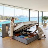 Audreamy Kellan Ottoman Bed Grey Velvet