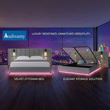 Audreamy Kellan Ottoman Bed Grey Velvet
