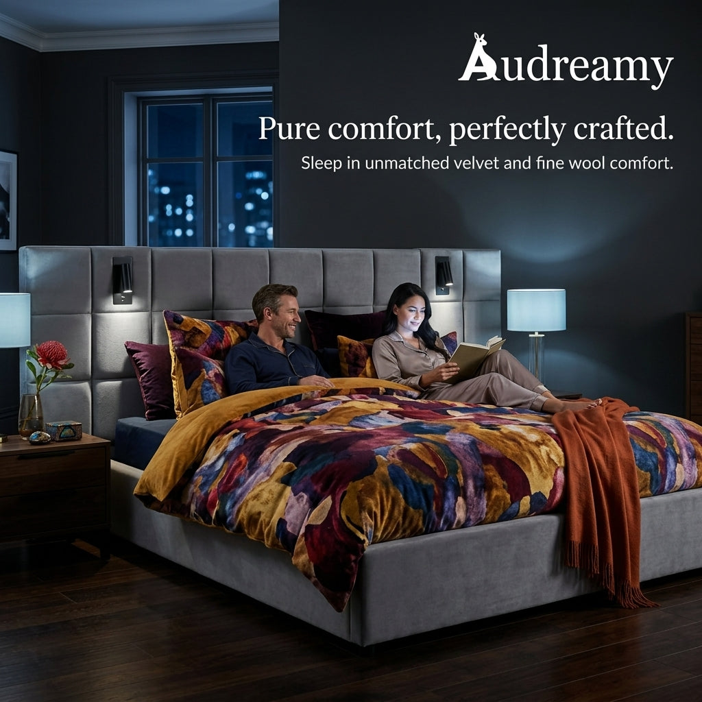 Audreamy Kellan Ottoman Bed Grey Velvet