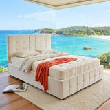 Audreamy Opal Ottoman Bed Beige Velvet Double