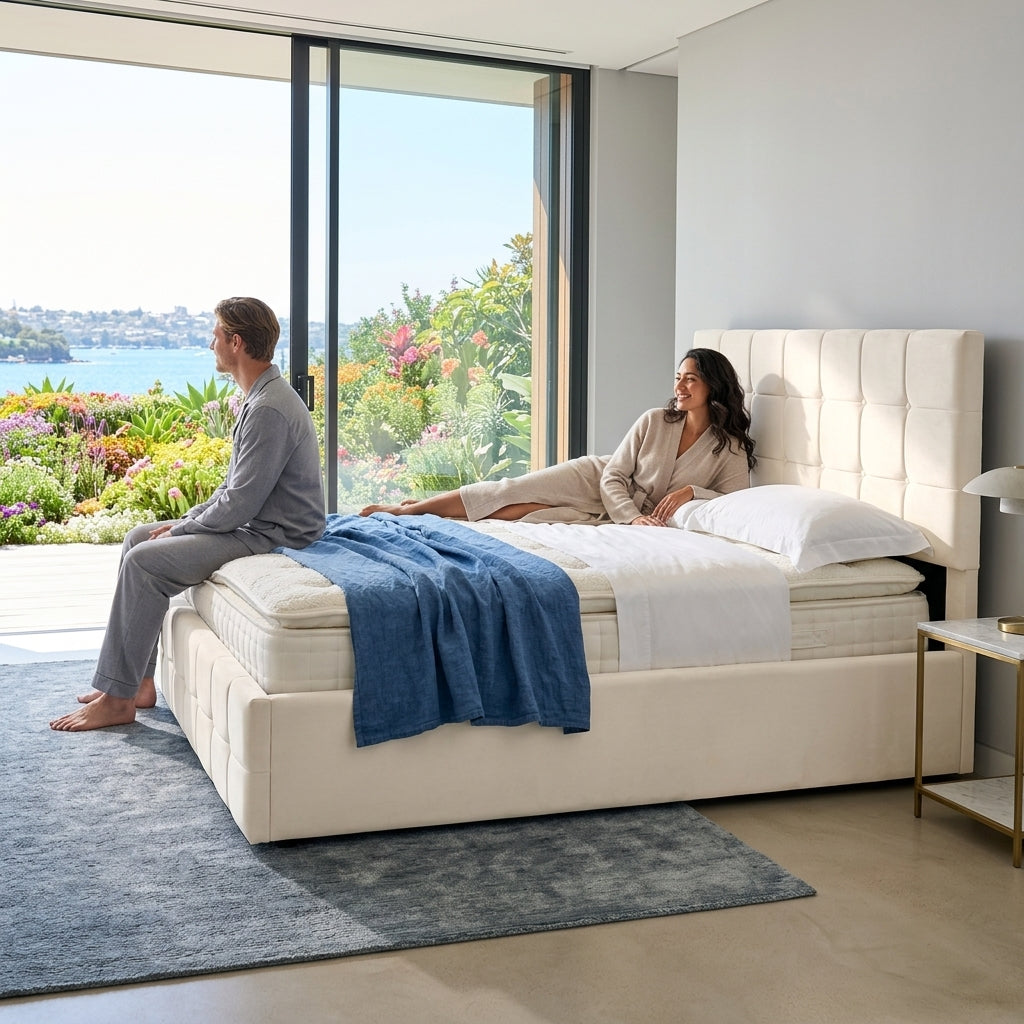 Audreamy Opal Ottoman Bed Beige Velvet Double