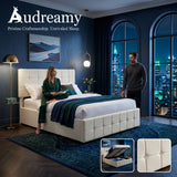 Audreamy Opal Ottoman Bed Beige Velvet Double