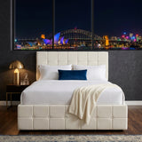Audreamy Opal Ottoman Bed Beige Velvet Double