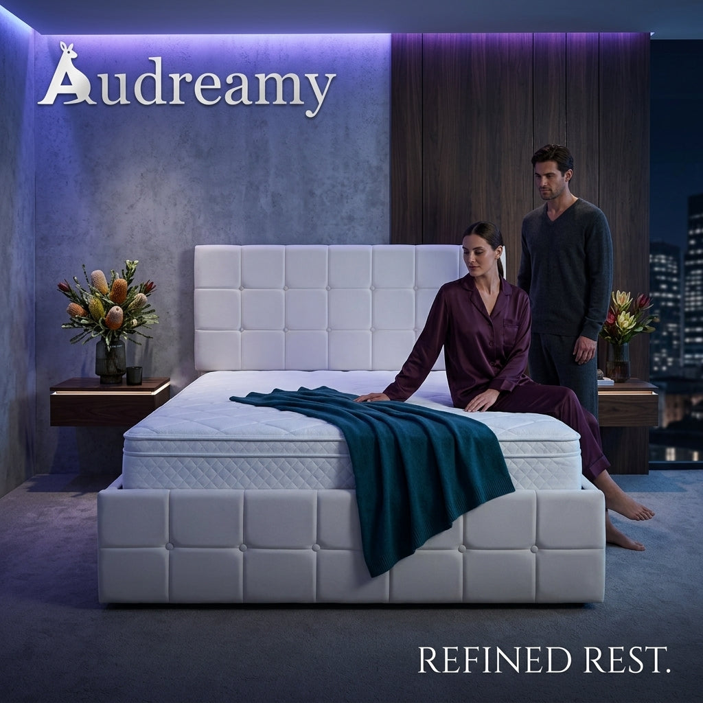 Audreamy Opal Ottoman Bed Beige Velvet Double
