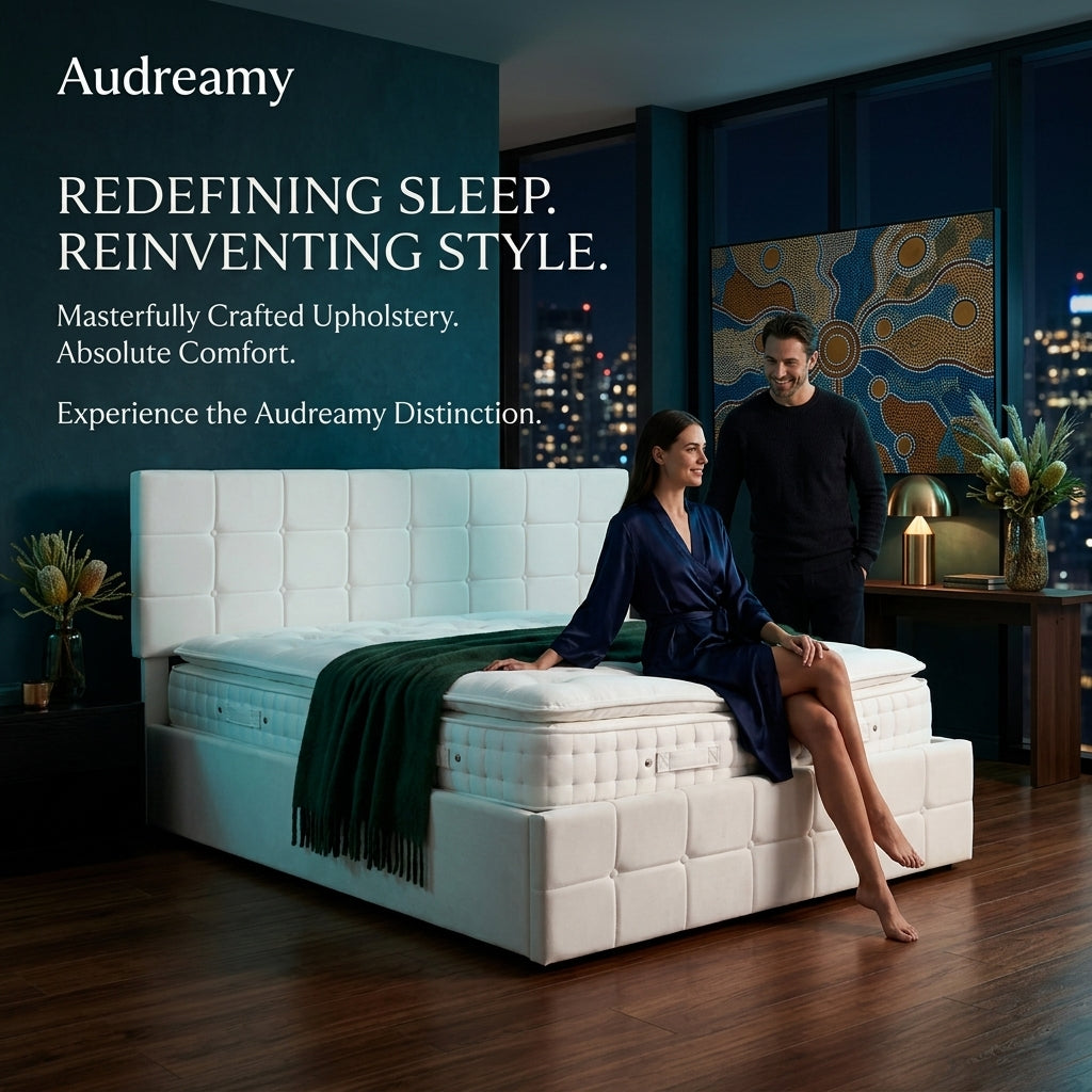 Audreamy Opal Ottoman Bed Beige Velvet Double