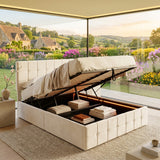 Audreamy Opal Ottoman Bed Beige Velvet Double
