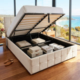 Audreamy Opal Ottoman Bed Beige Velvet Double