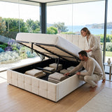 Audreamy Opal Ottoman Bed Beige Velvet Double
