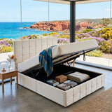 Audreamy Opal Ottoman Bed Beige Velvet Double