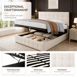 Audreamy Opal Ottoman Bed Beige Velvet Double