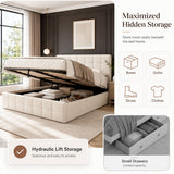 Audreamy Opal Ottoman Bed Beige Velvet Double